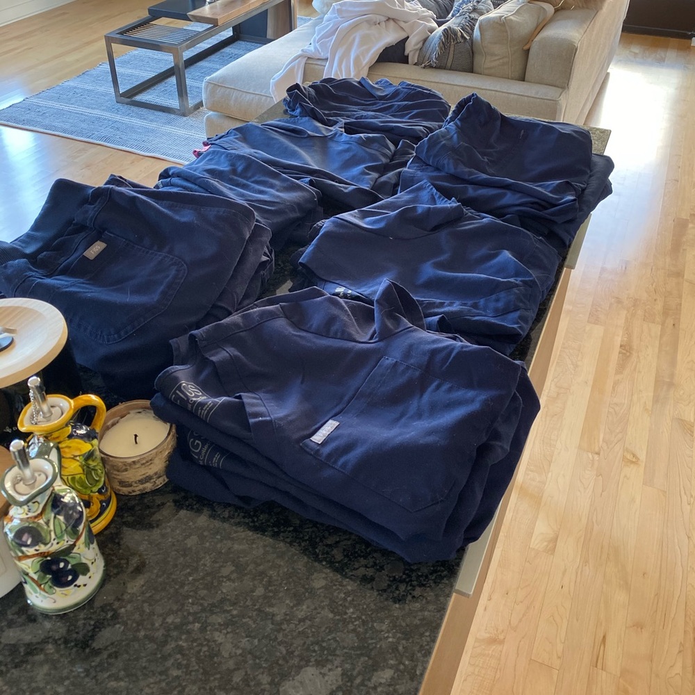 Bundle of navy blue scrubs